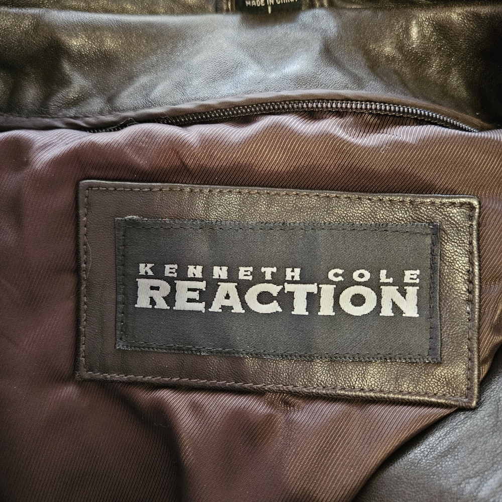 Kenneth Cole Brown Leather Jacket Men's Size L - Picture 5 of 5